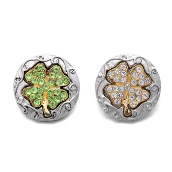 

10Pcs/lot Xinnver Snap Buttons Jewelry DIY Clover Button Fit 18MM Snaps Bracelets & Bangles For Women ZA245