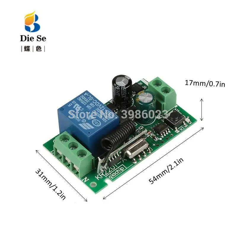 Wireless Remote Control 433MHz Universal AC 110V 220V 1 Channel Relay Receiver Module for Circuit Control Light Garage door Fan Wireless Remote Control 433MHz Universal AC 110V 220V 1 Channel Relay Receiver Module for Circuit Control Light Garage door Fan