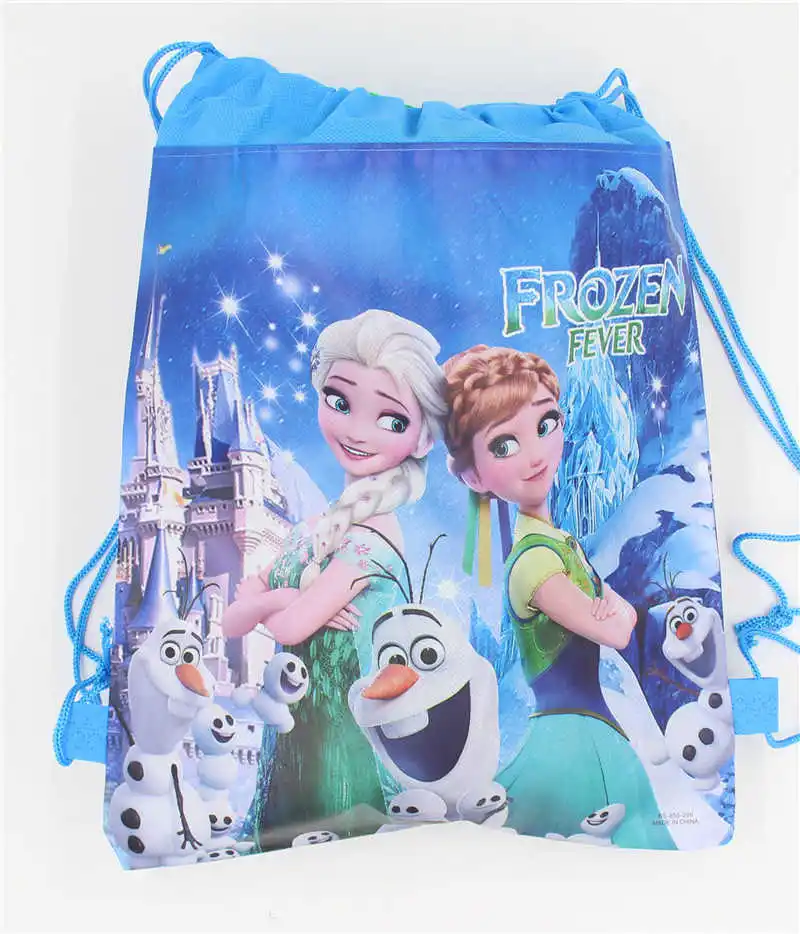 8 шт./упак. disney замороженные вечерние Drawstring Loot Bag нетканые тканевые рюкзаки для девочек с днем рождения - Цвет: Флуоресцентный желтый