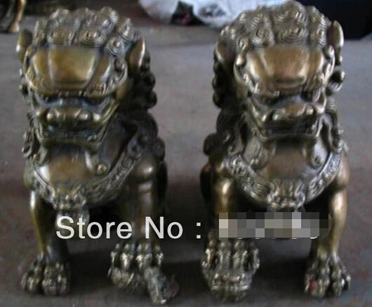 

0 Fengshui nice Bronze Guardion Lion Foo Fu Dog Statue
