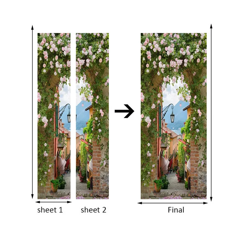 3D Flowers And Building D419 Door Wall Mural Photo Wall Sticker Decal Wall Self-Adhesive 3D Door Wall Mural AJ Wallpaper US Lemon