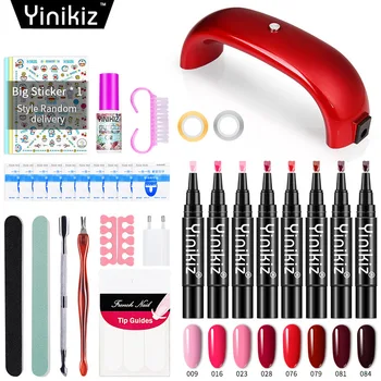 

Full Manicure Set with Lamp Nail Kit 9W UV LED Lamp for Nail Art Sets 8pcs UV Gel Nail Polish Set Tools for Machine Set