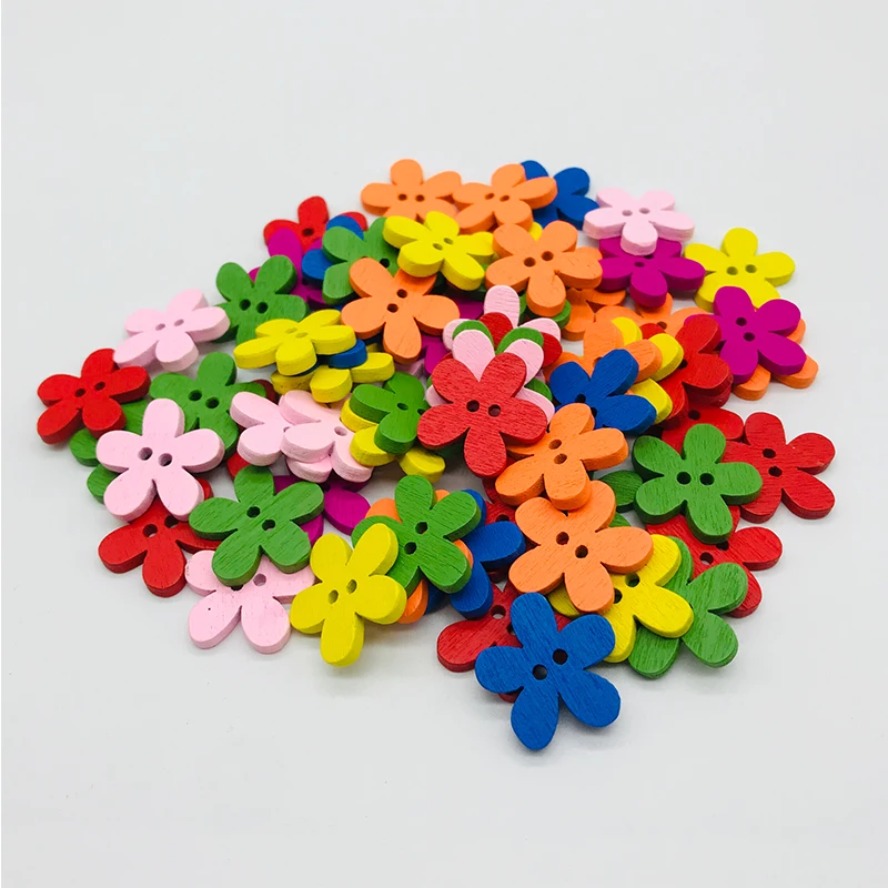 

XINDONG 20mm 2019 NEW Wood Sewing Buttons Scrapbooking Craft Garment Clothes DIY Supply Flower 2 Holes Color At Random 5 PCs