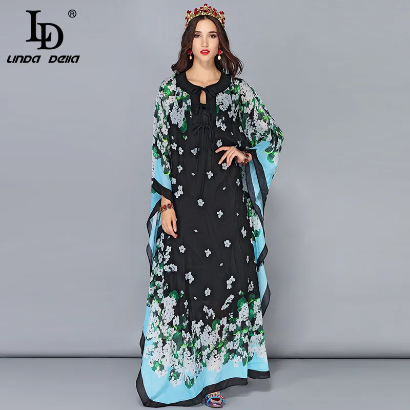 LD LINDA DELLA Summer Maxi Dresses 5XL Plus size Women Long Dress Floral Print Vacation Holiday Party Loose vestido longo | Женская