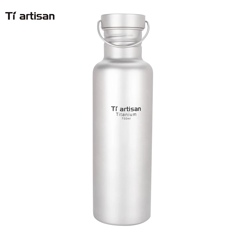 

Tiartisan Titanium Cycling Water Sport bottle 750ml Lightweight Camping Drinkware with Titanium lid and Bottle coat Ta8386Ti