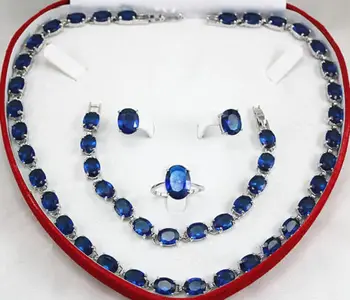 

Nice 7 * 9mm Purple Blue Cubic Zirconia 18 KGP Necklace Bracelet Earring Ring