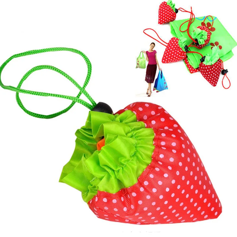 

Hot Strawberry Grapes Pineapple Foldable Shopping Bags Reusable Folding Grocery Nylon Large Bag Eco Storage Handbag Random Color