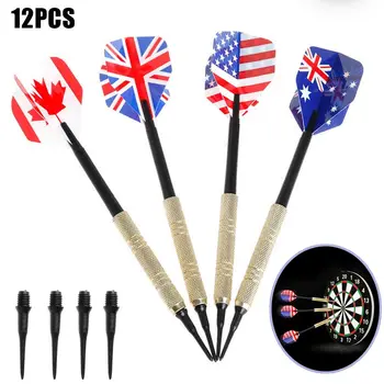 

NEW 12pcs Brass Darts National Flag Flights Metal Needle Dart Set with Extra Dart Heads