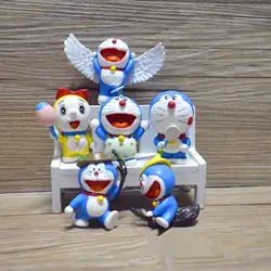 6 шт./компл. Симпатичные Doraemon Мини ПВХ Цифры Doraemon модели игрушки 5 см сумка Упаковка рождественские подарки