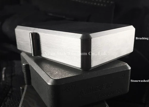 Titanium TC4 Oil / Butane Lighter Sleeve Case Heavy Armor / Light Armor / Convention Shell Brushed Stonewashed Flamed Finishing 6
