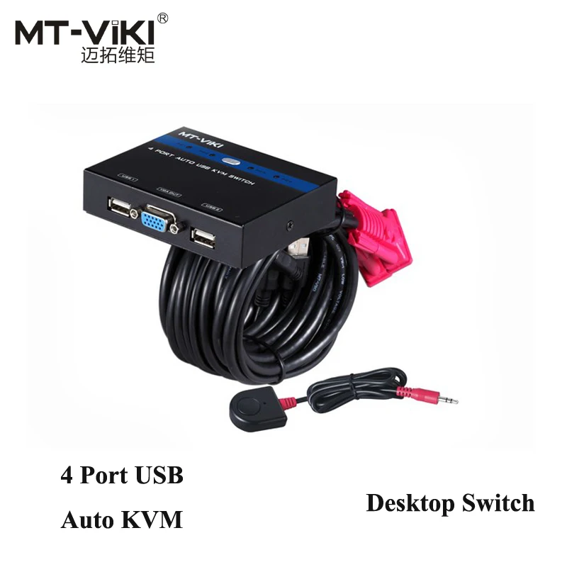 MT VIKI Smart Auto KVM Switch USB VGA Converter 4 Port