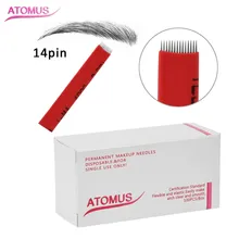 100pcs 14pins Permanent Makeup Eyebrow Tatoo Blade Microblading Needles Manual Tattoo Pen Machine