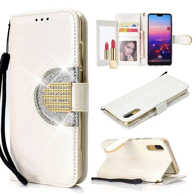 KEFO Bling Glitter Wallet Case For Huawei P20 Pro Diamond Flip Mirror Cover For Huawei P20 Lite P10 Lite P8 Lite 2017 Coque Capa (4)