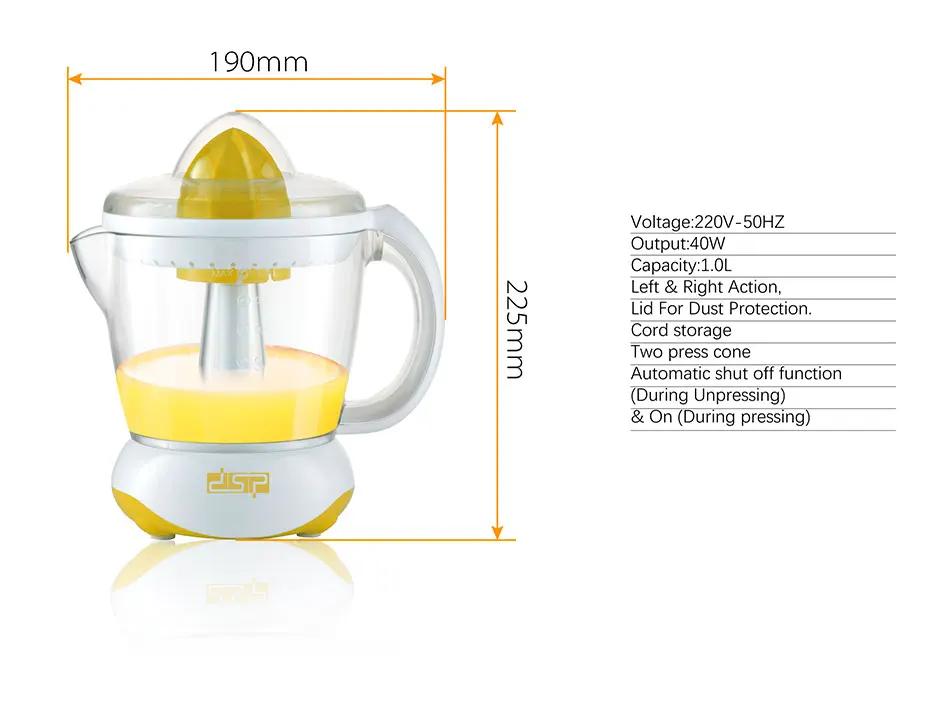 DSP соковыжималка машина бытовая Апельсиновая соковыжималка быстро выдавливает свежий экстрактор блендер для фруктовых коктейлей 220 В 50 Гц медленная ручная соковыжималка