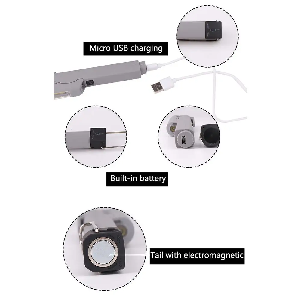 Складной COB светодиодный рабочий свет usb зарядка с магнитами портативный флэш-светильник для кемпинга автомобиля ремонт