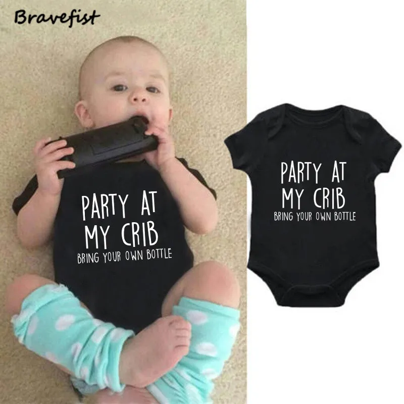 Party at My Crib Newborn Unisex Short Sleeve Onesie Bodysuit Romper Jumpsuit