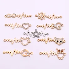 Hot 10pcs Gold and Silver Long Connectors Charms with Rhinestone Owl Heart Star Shaped Connectors Accessories for Jewelry Making Hot 10pcs Gold and Silver Long Connectors Charms with Rhinestone Owl Heart Star Shaped Connectors Accessories for Jewelry Making