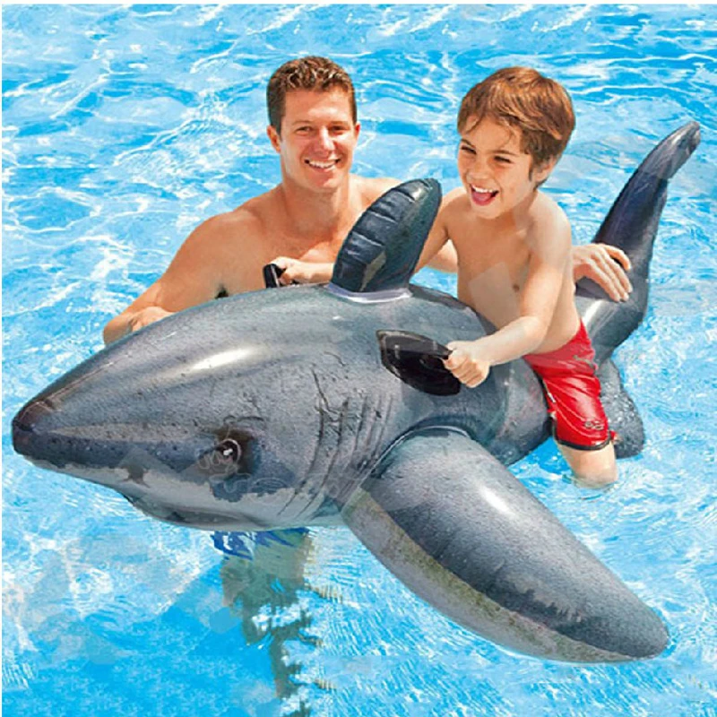 

173*107cm plastic pvc inflatable big shark fish rider child sit on rider toy summer beach play swimming pool toy B40005