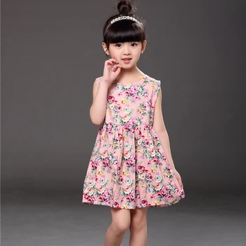 

New Arrival Summer Girl Dress Princess Costume Kids Clothes Print O-neck Sleeveless Cute Dresses Fashion Children Dress XL123