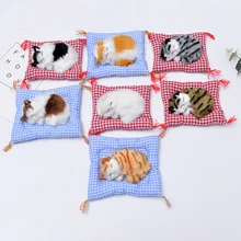 Спальный Кот с тканевым ковриком плюшевые игрушки Имитация животных щенка касания со звуком Забавный домашний автомобиль Декор Мягкая кукла из меха