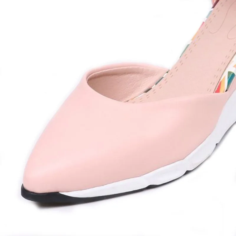 RizaBina Office Lady Wedges Sandals Ankle Strap Pointed Tie Solid Color Wedges Sandals Summer Vacation Women Shoes Size 33-40