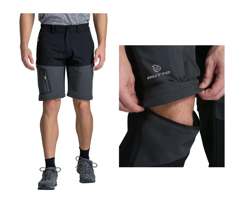 Outto мужские быстросохнущие водонепроницаемые походные Термические велосипедные штаны для трекинга, альпинизма, альпинизма, съемные длинные брюки