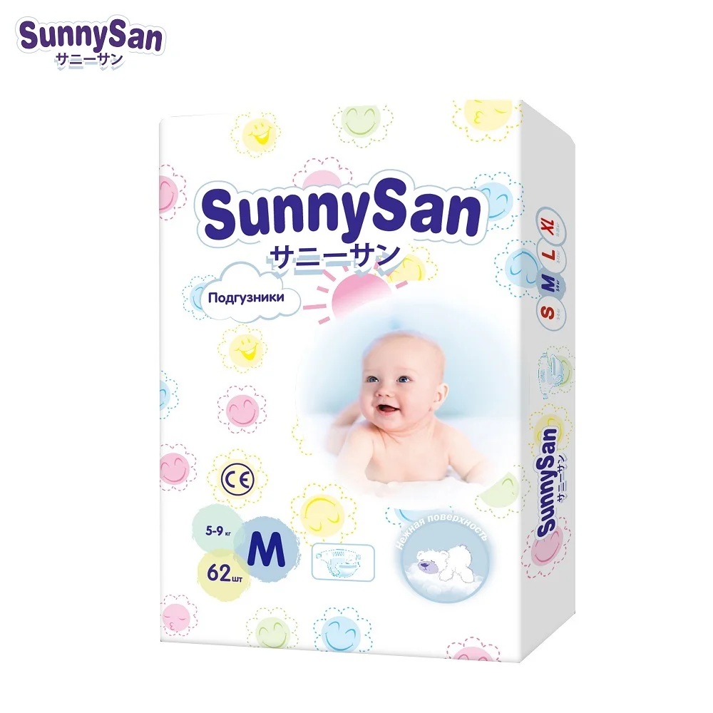 Подгузники SunnySan M(5- 9 кг) 62 шт