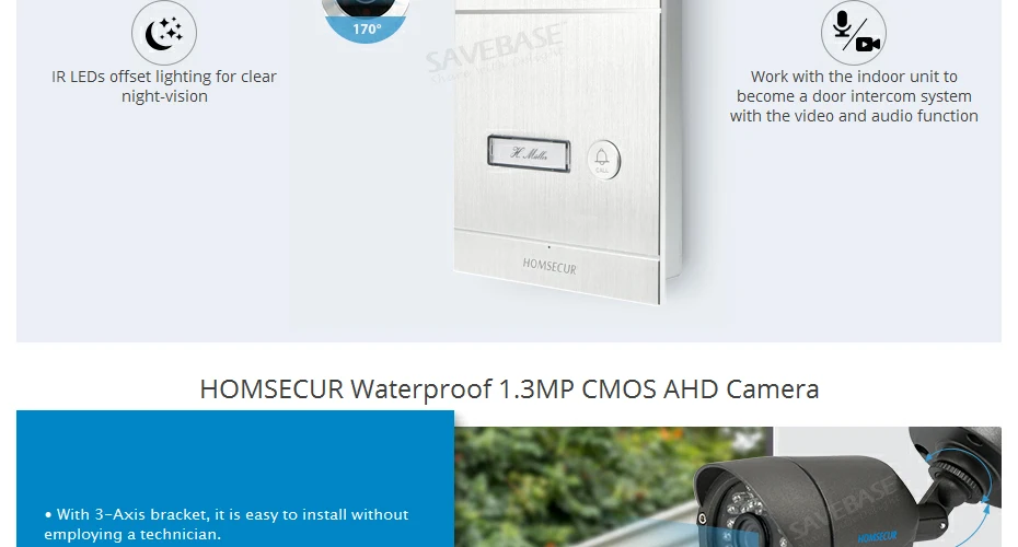 Homssecur 10 "проводной AHD телефон видео домофон системы с 1.3MP CCTV камера BC121HD-1S + BM114HD-S