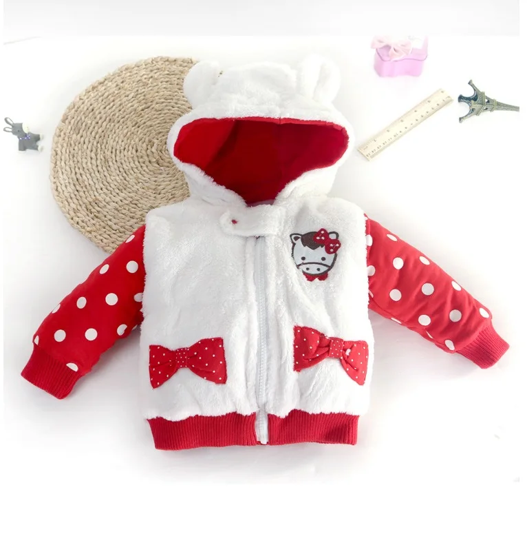 

(4Pcs/lot) Baby Thick Jacket Winter Infant Girls Clothes Newborn Warm Clothing Cartoon Dot Hoodie Outerwear Toddler Boys Coat