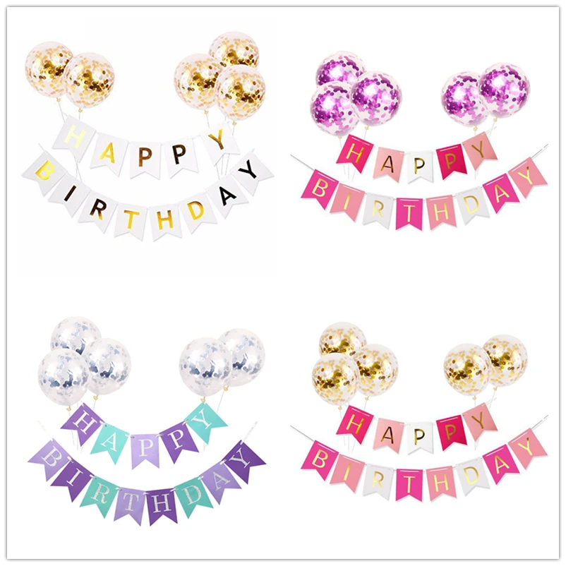 

5pcs/lot Multi Confetti Air Ballon Happy birthday Baby Shower Wedding Party Decorations Festival Balon Party Supplies Adult Kids