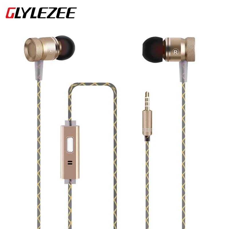 Glylezee G63 Metal Heavy Bass In Ear Earphone Resist Twine With Microphone Headset For Mp3