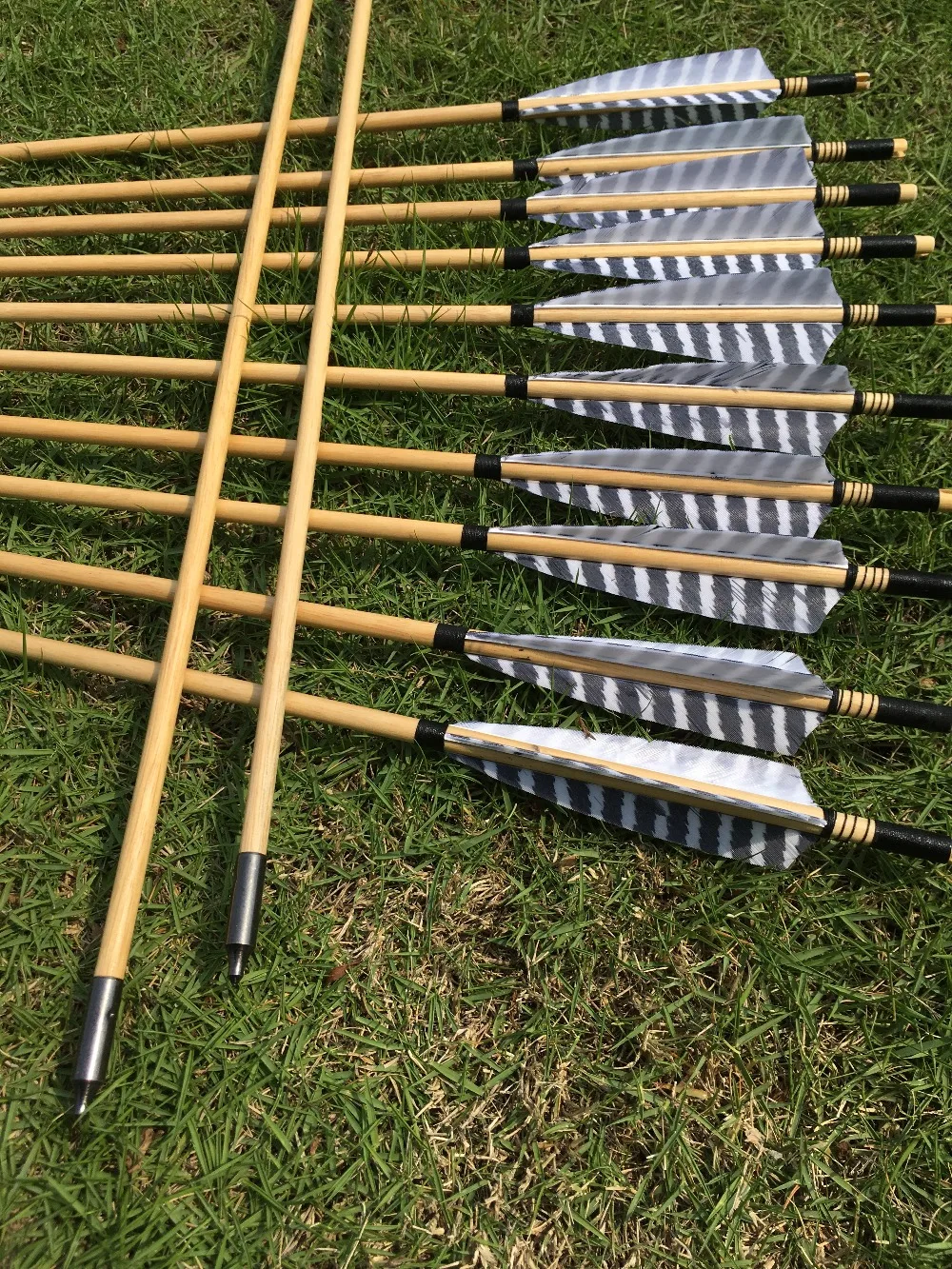 Setas de Madeira Arcos para Longbow Tiro com Arco Feather com Pena de Turquia para 20-60lbs 32 Arrows 6 – 12 24 Pçs