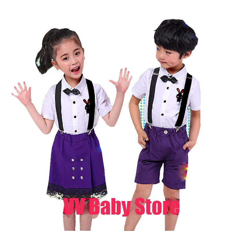 Summer Performance Sets Kids Formal Dress Baby Boy Girls Clothes Set