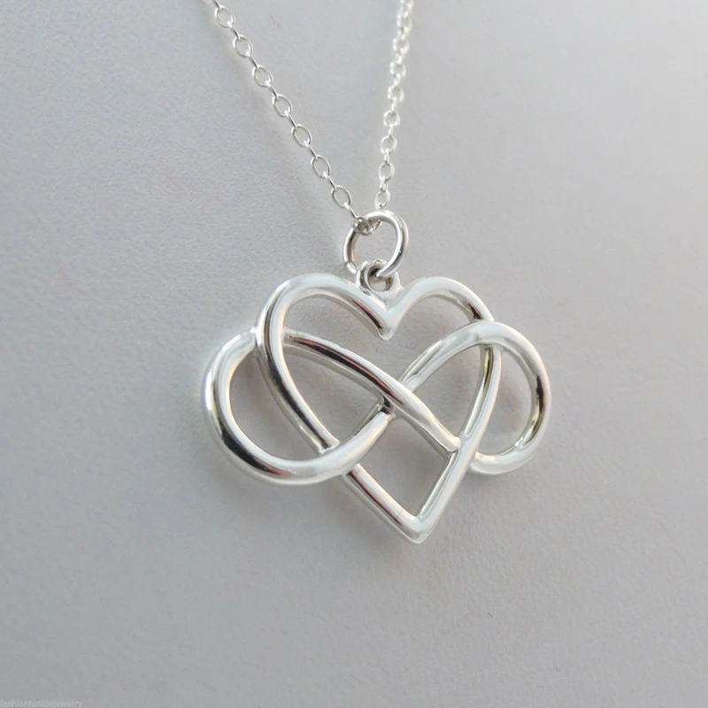 Fashion Womens Silver Plated Infinity Love Pendant Chain Necklace Jewelry