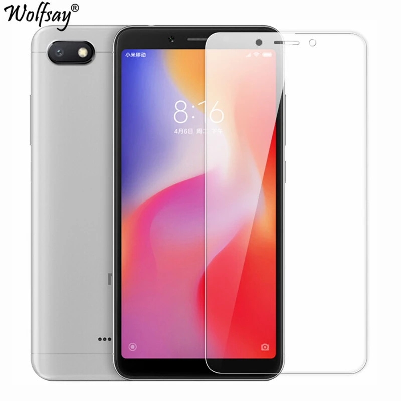 2 pcs الهاتف الزجاج Xiaomi Redmi 6A واقي للشاشة فيلم الزجاج المقسى ل Xiaomi Redmi 6A الزجاج ل Xiaomi Redmi 6 فيلم Wolfsay