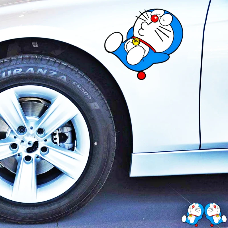 Aliauto 2 X Mobil Gaya Kartun Lucu Doraemon Stiker Untuk Sepeda