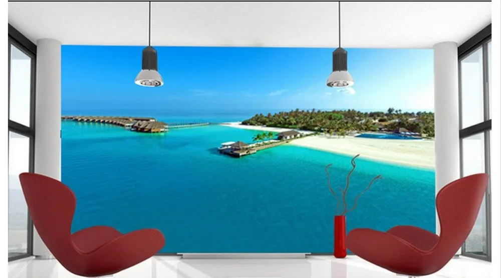 3D на заказ теперь - тканые 2015 новый мальдивы антенна пляж декорации картины обои