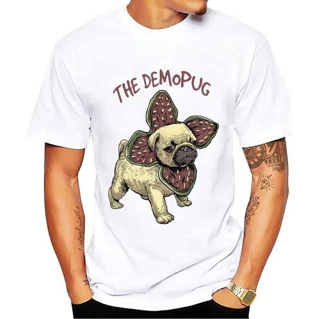 Мужская футболка с надписью Chomper Demogorgon demopopug Democorgi demoppy белая Повседневная homme stranger