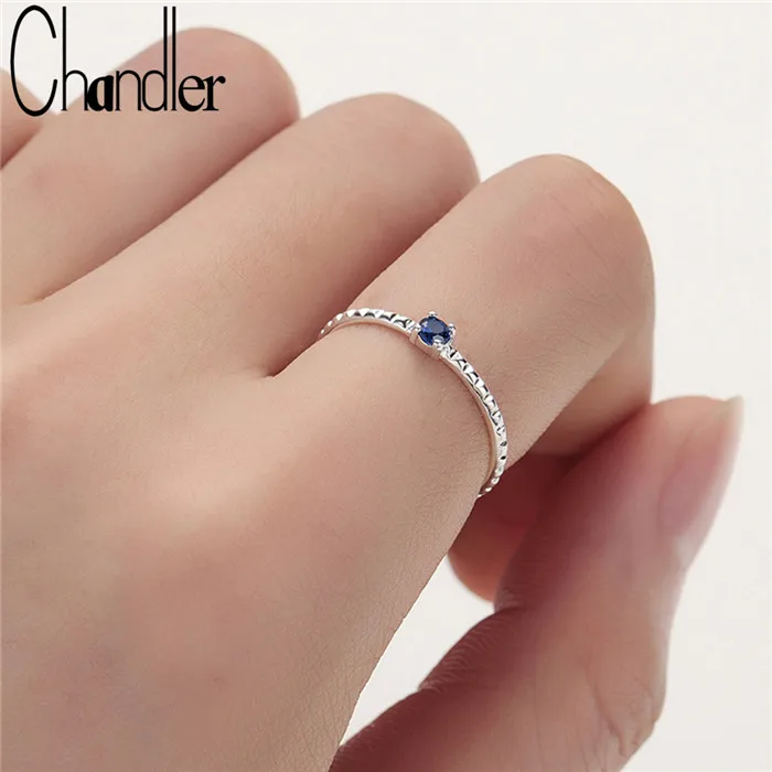

Chandler Zircon Crystal Ring Gold Blue Austrian Crystal Delicate Single Small Cubic Zircon Thin Rings Fashion Bague