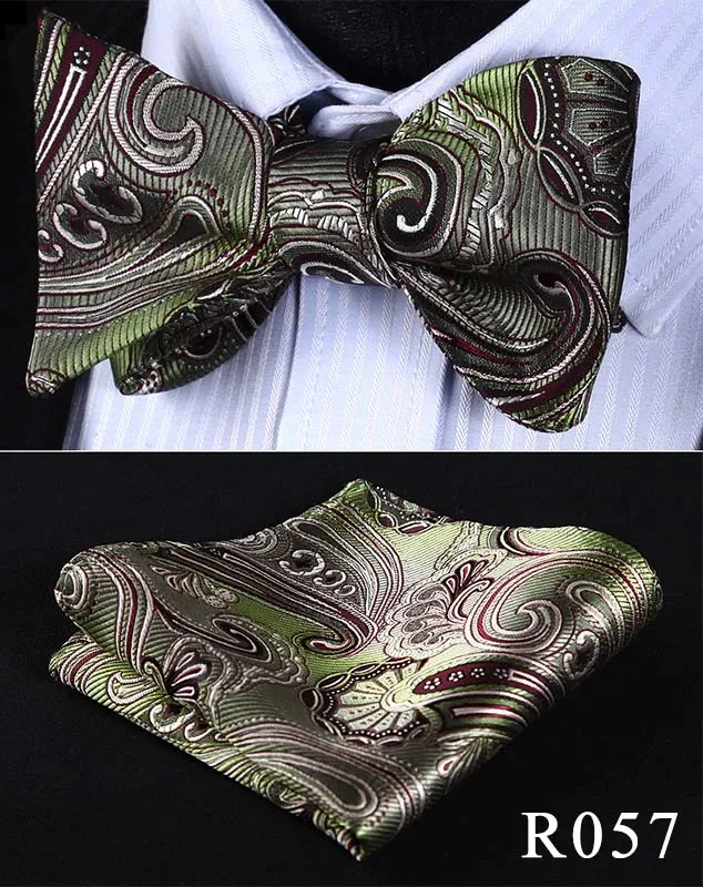 Цветочный Шелковый жаккардовый тканый мужской галстук-бабочка Карманный платок носовой платок костюм набор# RF3 - Цвет: R057