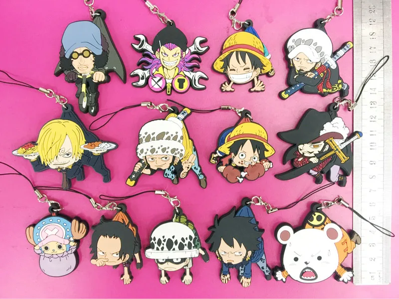 

20 pcs/set Anime One Piece Figures Sabo,Luffy,Usopp,roronoa zoro,Trafalgar Law,Sanji Genuine pvc Figure Keychain Pendant Toys