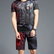 Мужской спортивный костюм летний Повседневный Спортивный костюм комплект из 2 предметов S985