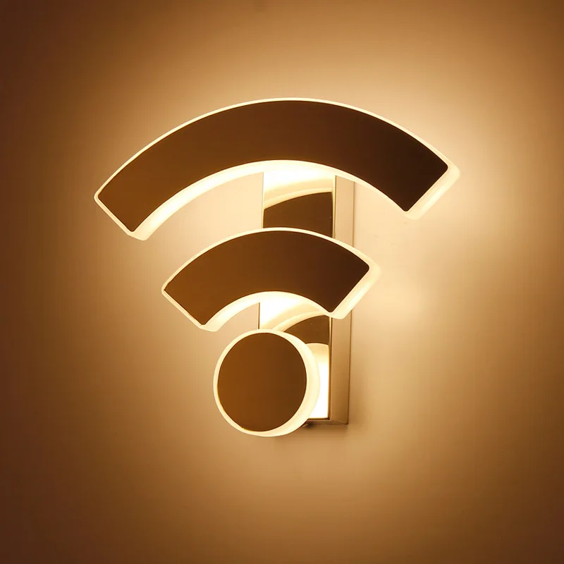 Современная светодиодная настенная лампа из нержавеющей стали в форме Wifi для