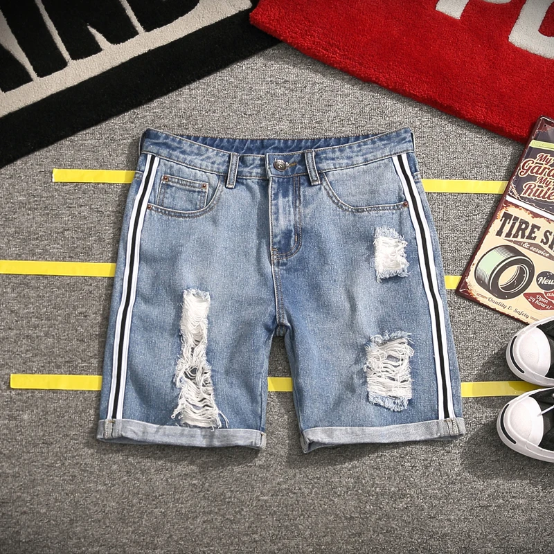 Шорты Мужские джинсы летние новые большие размеры 5xl мужские джинсовые шорты с дырками для царапин hommes Большие размеры Мужские