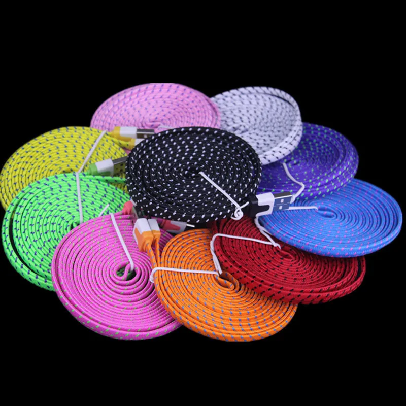 imágenes para 3 M el 10FT Colorido Tejido trenzado de Fideos Plana de 8 pines cable Para Accesorios paquetes para iPhone 6 plus 6 5 5S IOS 9 500 unids imágenes para 3 M el 10FT Colorido Tejido trenzado de Fideos Plana de 8 pines cable Para Accesorios paquetes para iPhone 6 plus 6 5 5S IOS 9 500 unids
