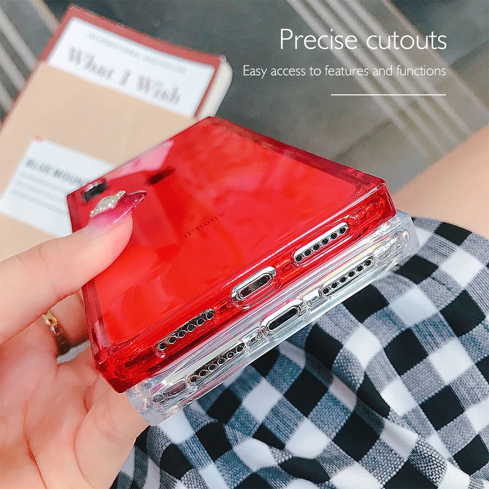 Ascromy For iPhone XS Case Square Luxury Transparent Silicone TPU Cover Case For iPhone X 7 Plus 8 6 S 6S Cute Coque Accessories (3)
