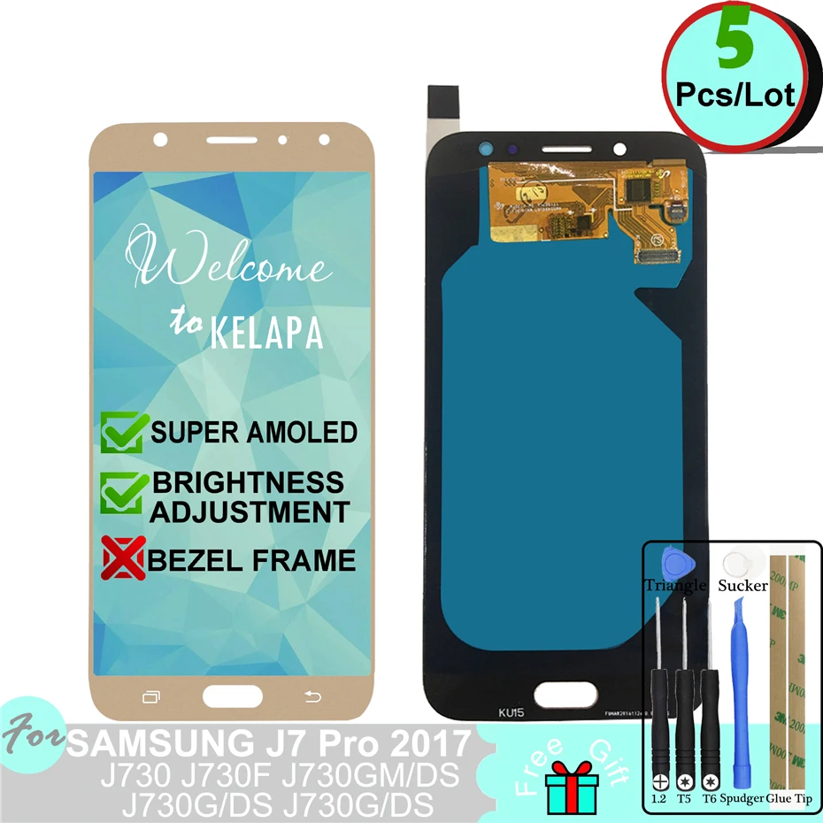 

5 x Super AMOLED LCD For Samsung Galaxy J7 2016 J710 J710FN J710F J710M J710Y J710G J710H Touch Screen Digitizer Assembly