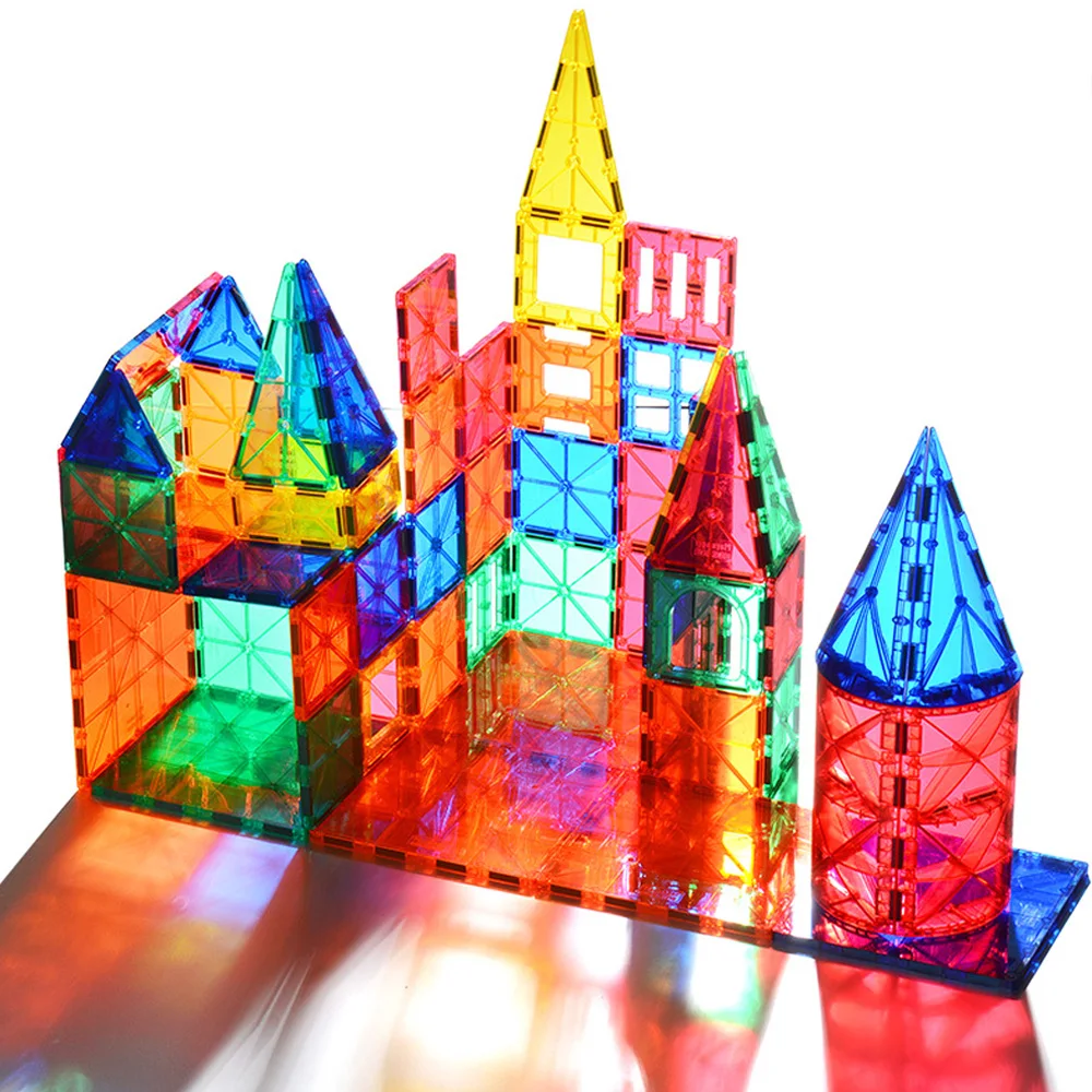 

15-60pcs Transparent Color Magnetic Designer Modeling & Building Construction Set Magnetic Blocks Bricks Toys for Children Gift