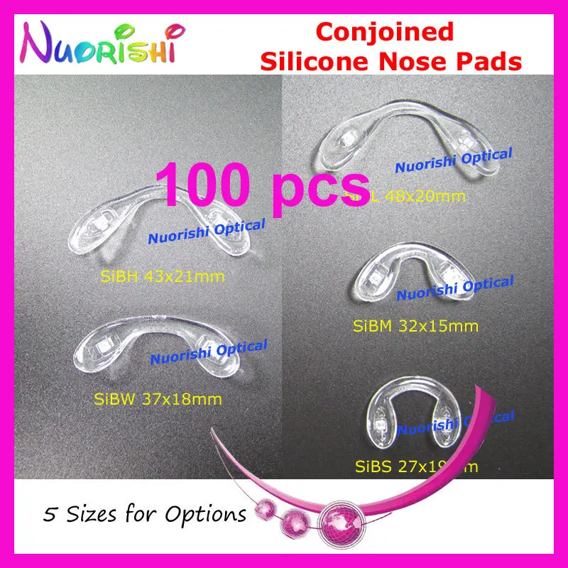 

100pcs Clear Soft Conjoined Bridge Silicone Glasses Eyeglass Spectacle Eyewear Nose Pads 5 Sizes Accessories SiB Free Shipping