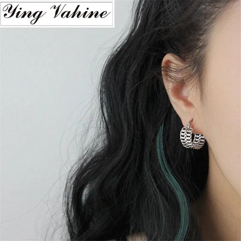 

ying Vahine Chain Design Brass Semi-circular Hoop Earrings for Women